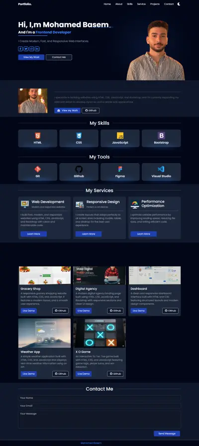 تصميم وتطوير موقع معرض أعمال شخصي احترافي (Personal Portfolio) متجاوب بالكامل