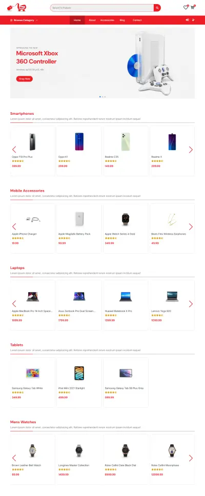 تطوير متجر إلكتروني متكامل (E-Commerce Web App) بـ React.js ومربوط بـ REST API