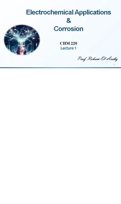 تدريس الكيمياء الكهربية التطبيقية Applied Electrochemistry في قسم الهندسة الكيميائية- كلية الهندسة
