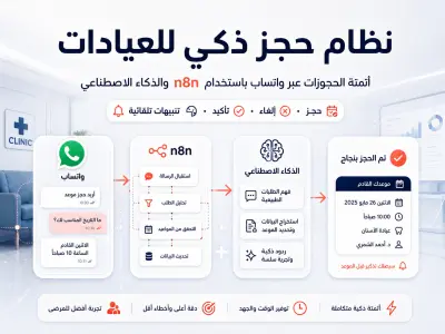 نظام أتمتة حجوزات عيادة عبر واتساب باستخدام n8n والذكاء الاصطناعي