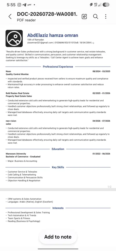 sales and customer service