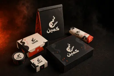 كمين | هوية بصرية لمطعم شواء مدخّن