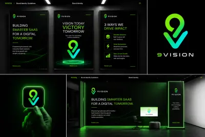 تصميم هوية بصرية متكاملة لعلامة تجارية تقنية باسم 9VISION