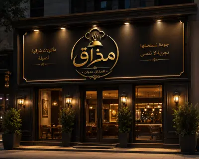 تصميم شعار وهوية بصرية احترافية لمطعم مذاق