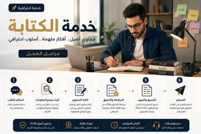 كتابة محتوى احترافي حتى 500 كلمة، مع اتباع مراحل عمل منظمة لضمان جودة النتيجة النهائية.