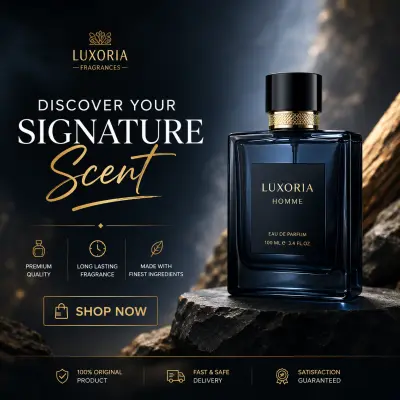 تصميم إعلان احترافي لمنتج عطور فاخر