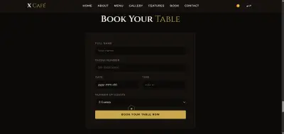 X Cafe – تصميم وتطوير موقع مقهى عصري