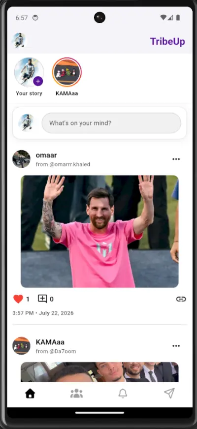 Tribe Up - تطبيق تواصل اجتماعي متكامل (Social Media App)