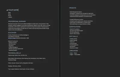 سيرة ذاتيه احترافيه على نظام ATS (WORD)