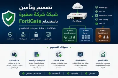 صورة العمل تصميم وتأمين شبكة شركة صغيرة باستخدام FortiGate