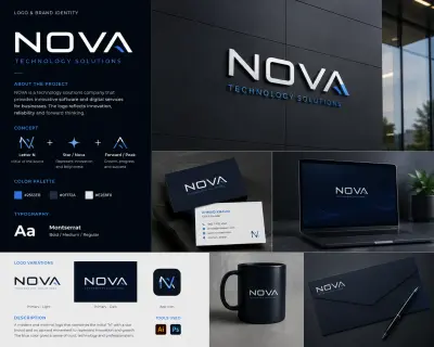 تصميم هوية بصرية لشركة تقنية - Nova