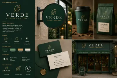 تصميم شعار وهوية بصرية لمقهى - VERDE