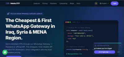 تصميم وتطوير موقع تسويقي (Landing Page) لمنصة OTP عبر واتساب — Nabda OTP