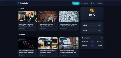 منصة GlobalPulse التفاعلية لعرض وتصفح الأخبار والمحتوى العالمي