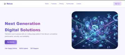 Nexus – صفحة هبوط للحلول الرقمية