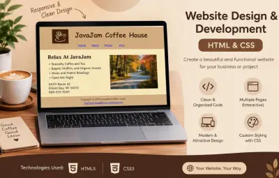 تصميم وتطوير موقع ويب لمقهي بأستخدام HTML , CSS | نفذلي