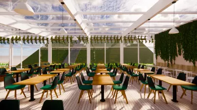 تصميم داخلي لمطعم مستدام