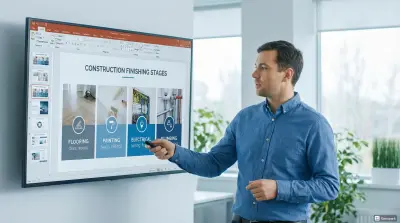 عرض تقديمي هندسي واحترافي لشرح أعمال التشطيب وبنود التنفيذ للعميل