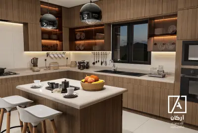 تصميم مطبخ مودرن يجمع بين الأناقة والعملية.