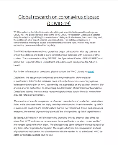 Global research on coronavirus disease