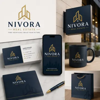 تصميم شعار احترافي وهوية بصرية لشركة عقارات NIVORA