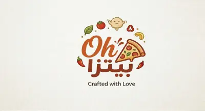 تصميم شعار احترافي لمطعم **Oh بيتزا** بأسلوب عصري ومرح