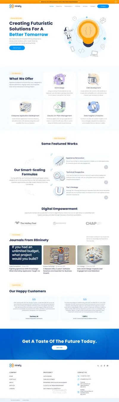 تصميم لموقع تعريفي لشركة