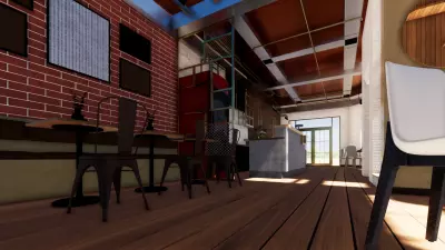 تصميم مقهى بطراز صناعي ( industrial )