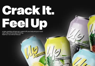 تطوير الهوية البصرية وتصميم عبوة مشروب Up