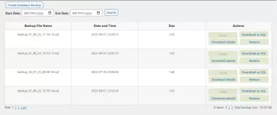 Wp plugin for backup and restore