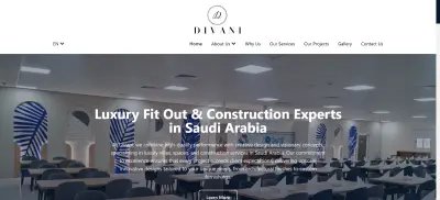 موقع تعريفي لشركة Divaniworld شركة مقاولات وتشطيب داخلي "سعودية"