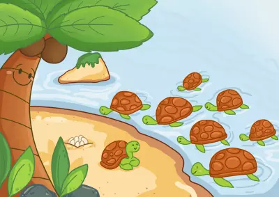 رسومات قصة جزيرة السلاحف