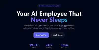 صفحة هبوط Landing page للاتمتة بالذكاء الاصطناعي