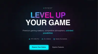 صفحة هبوط Landing page لصالة ألعاب PC / Playstation