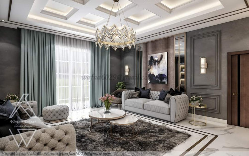 تصميم 3D لغرفه معيشة بالسعوديه