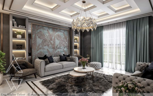 تصميم 3D لغرفه معيشة بالسعوديه
