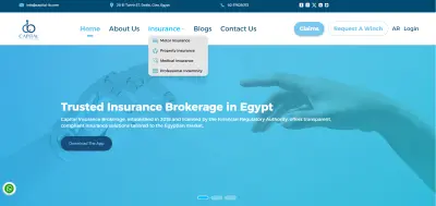 موقع شركة Capital Insurance للتأمينات والمطالبات (عربي – إنجليزي)