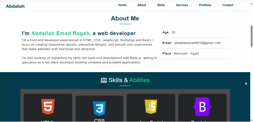 تصميم موقع شخصي احترافي (Portfolio) متجاوب على جميع الأجهزة