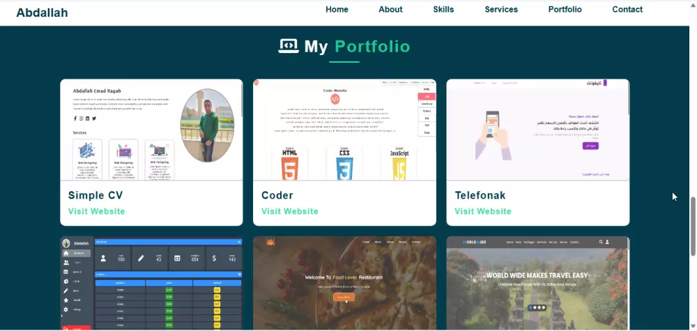 تصميم موقع شخصي احترافي (Portfolio) متجاوب على جميع الأجهزة