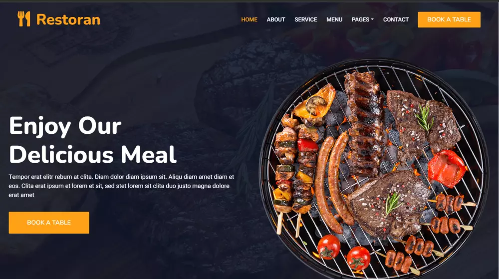 كود جاهز لموقع مطعم وهمي كامل بلغة ال html و css و javascript