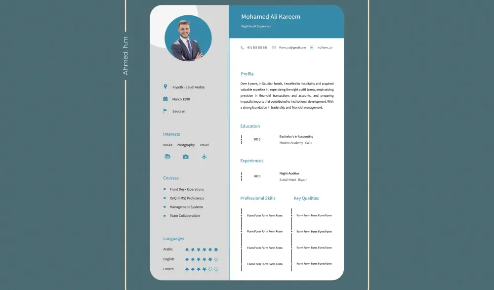 إنشاء سيرة ذاتية احترافية CV بالعربية والإنجليزية والفرنسية