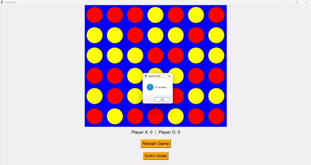 لعبة Connect 4 مع الذكاء الاصطناعي وواجهة المستخدم الرسومية