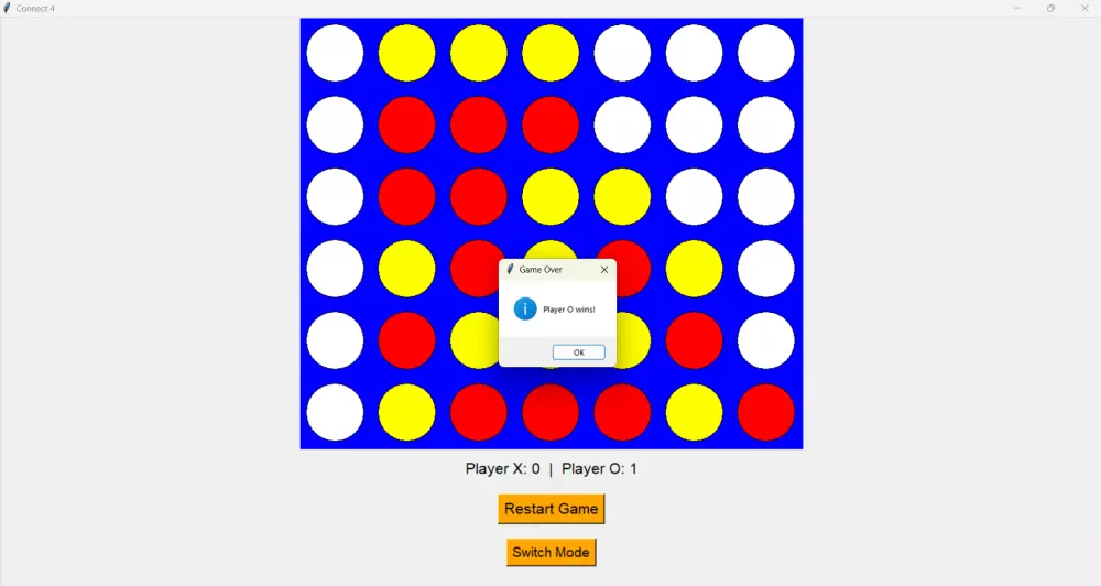 لعبة Connect 4 مع الذكاء الاصطناعي وواجهة المستخدم الرسومية