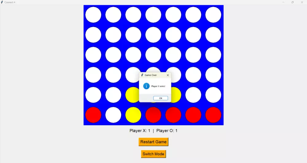 لعبة Connect 4 مع الذكاء الاصطناعي وواجهة المستخدم الرسومية