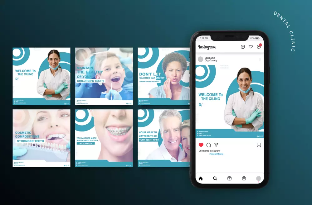 تصميم سوشيال ميديا لعيادة اسنان