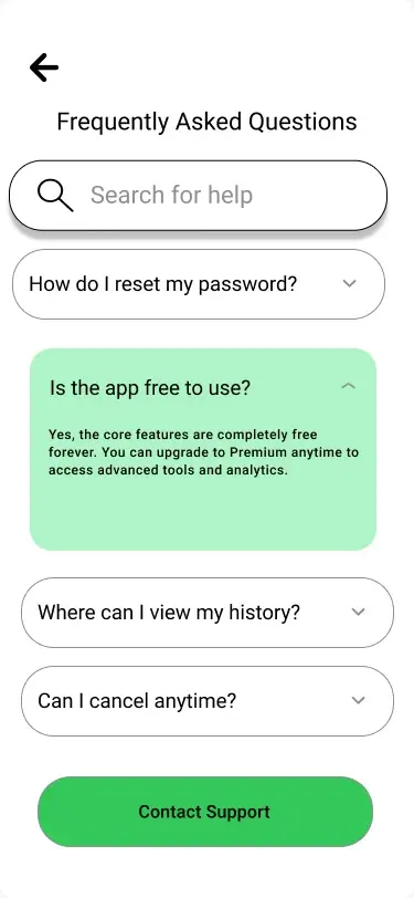 واجهة الأسئلة الشائعة (FAQ)