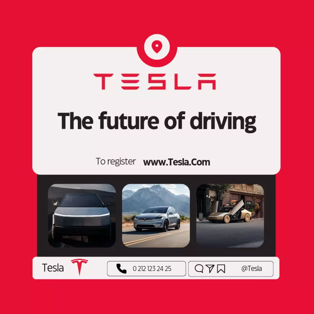 تصميمات إبداعية لإعلانات سيارة تسلا .