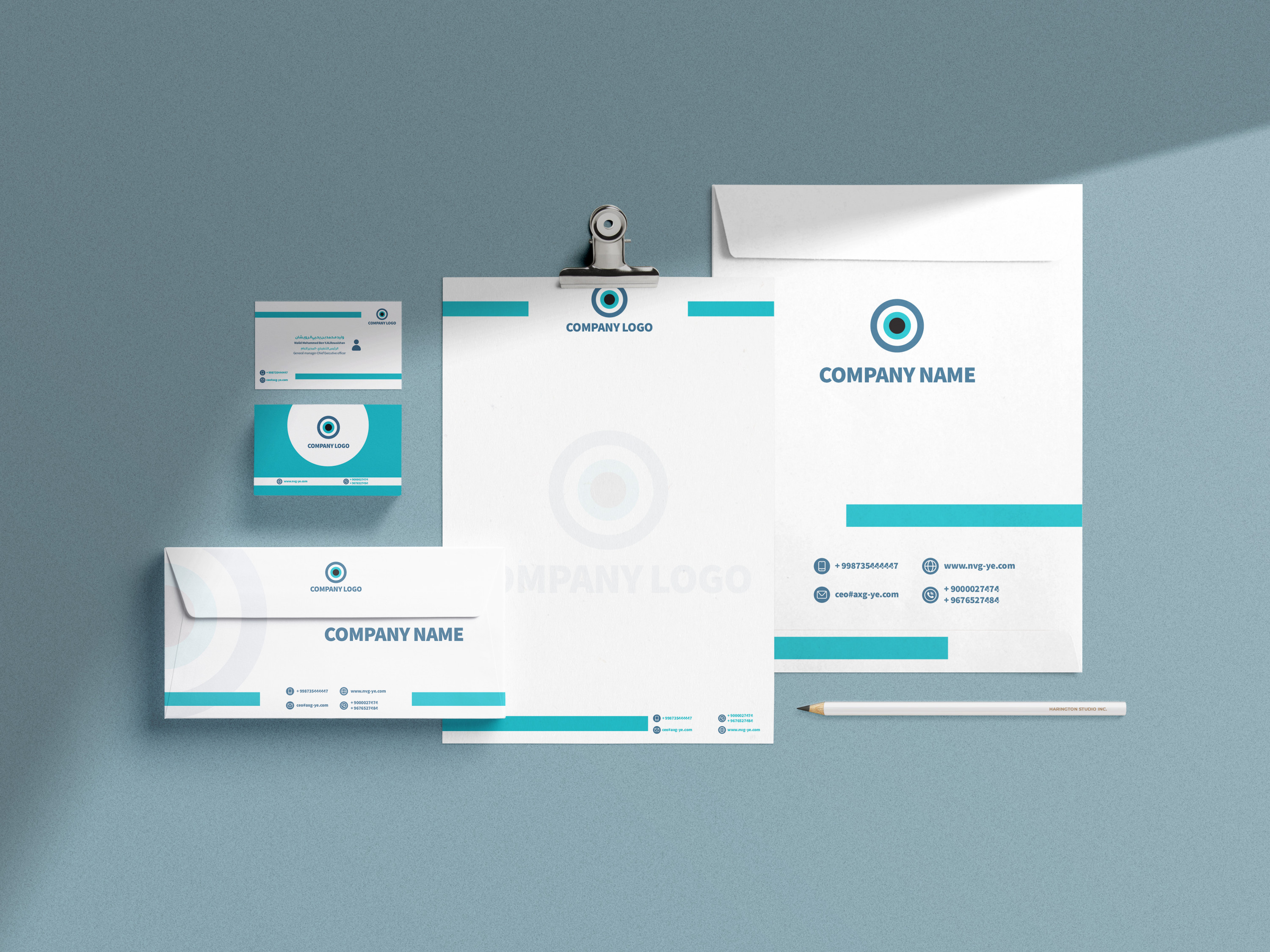 تصميم هوية بصرية كاملة وتصميم كرت شخصى وليترهيد.