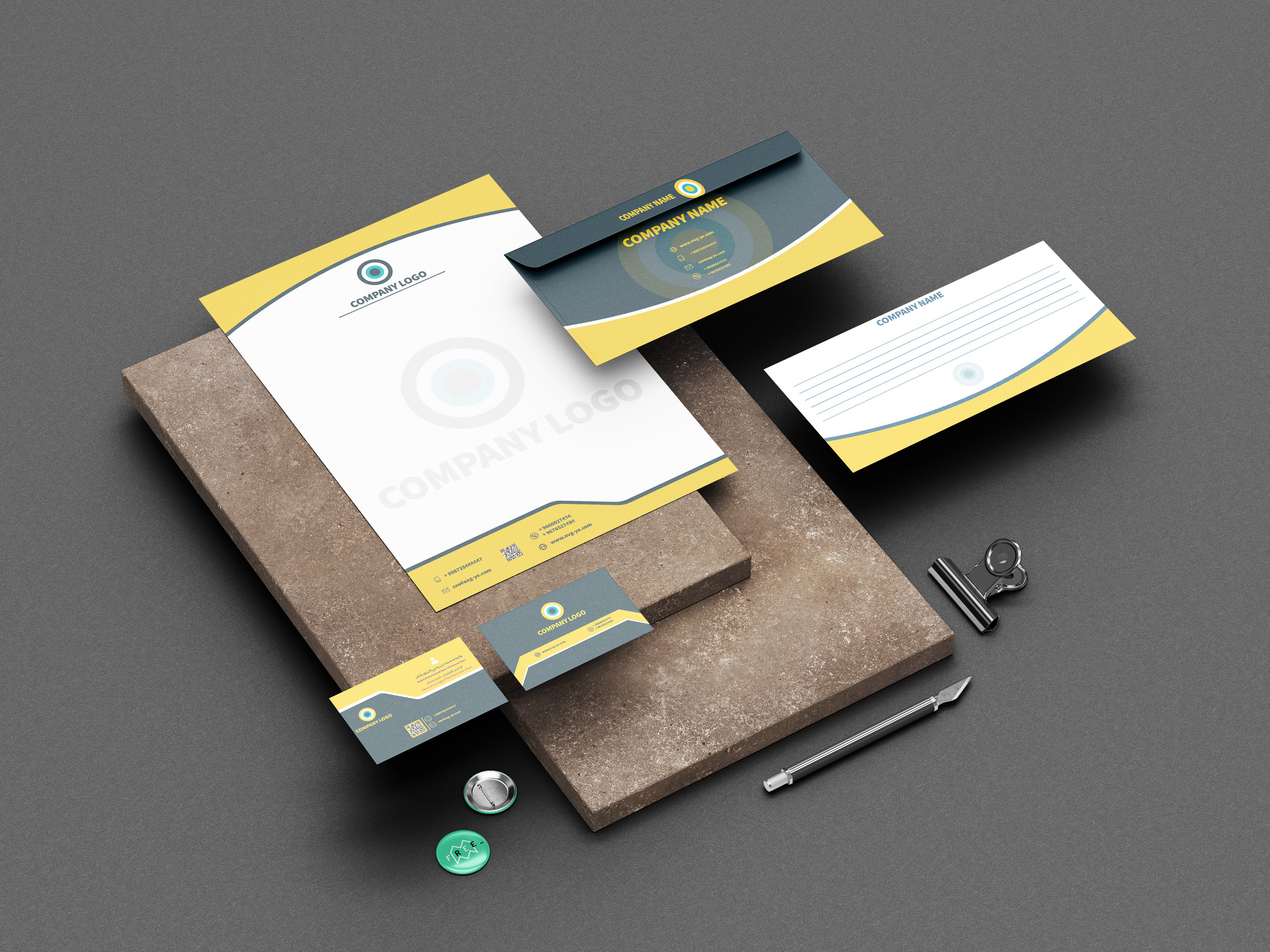 تصميم هوية بصرية كاملة وتصميم كرت شخصى وليترهيد.