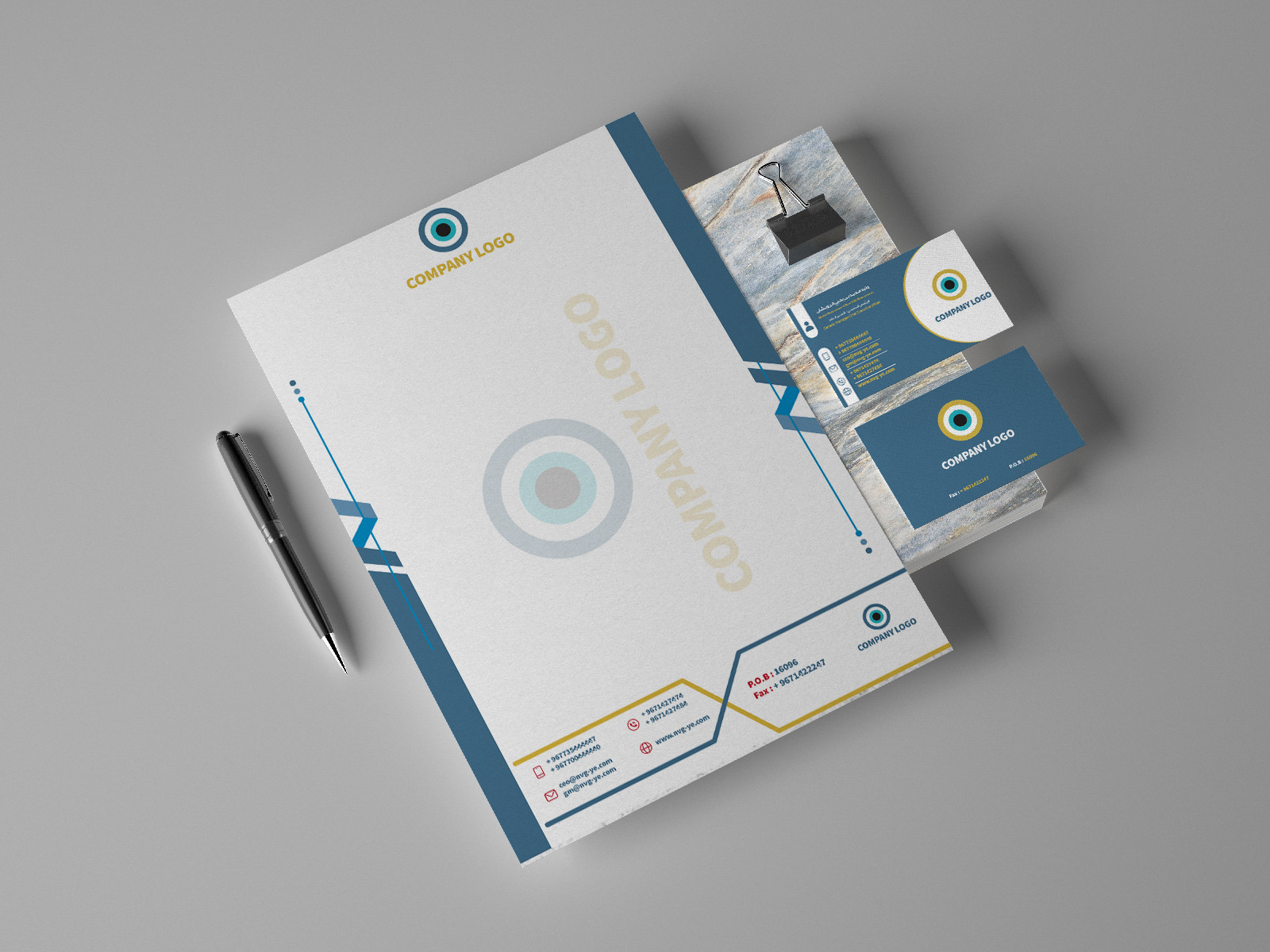 تصميم هوية بصرية كاملة وتصميم كرت شخصى وليترهيد.